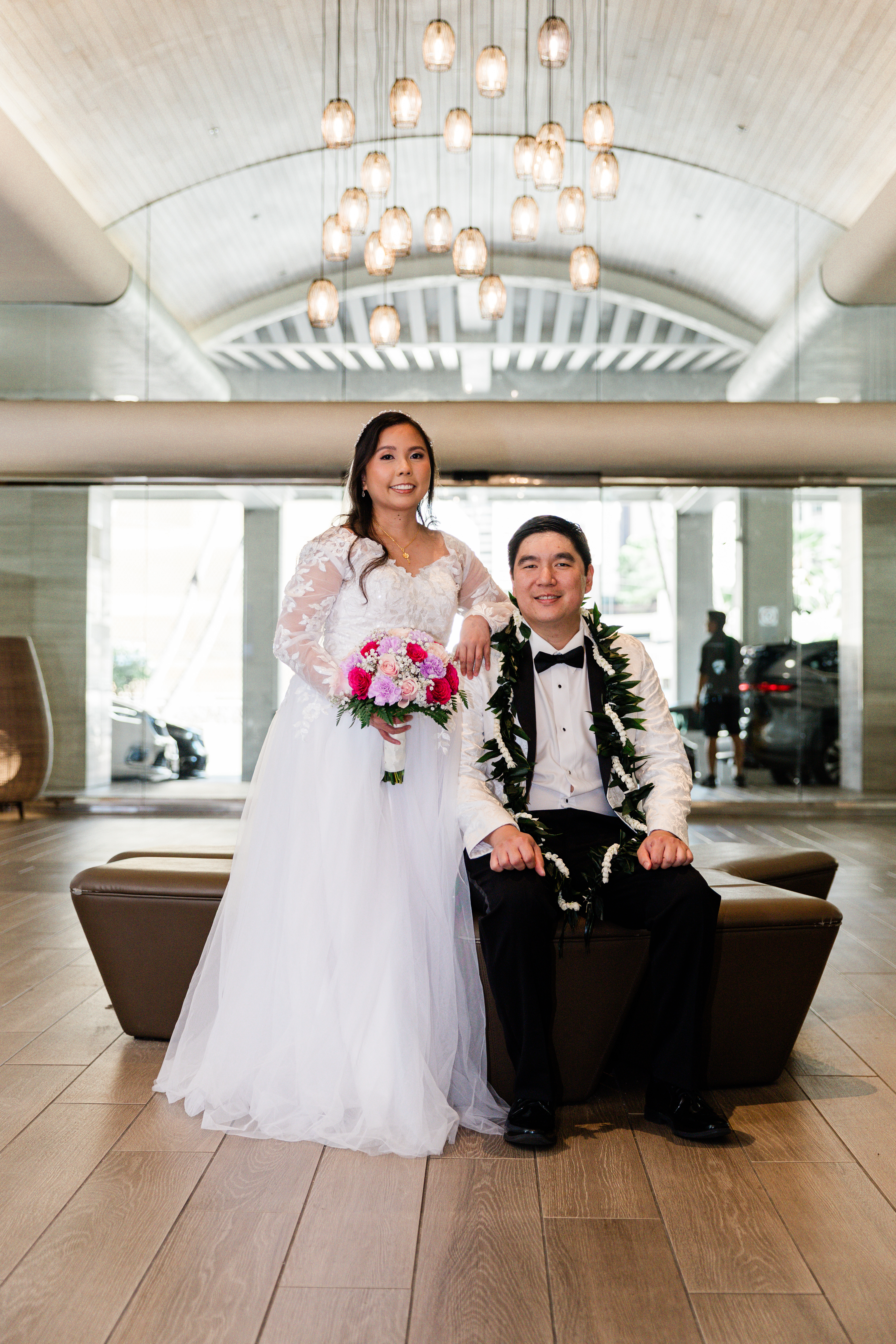 Mitchell and Alina on their wedding day on Oahu
