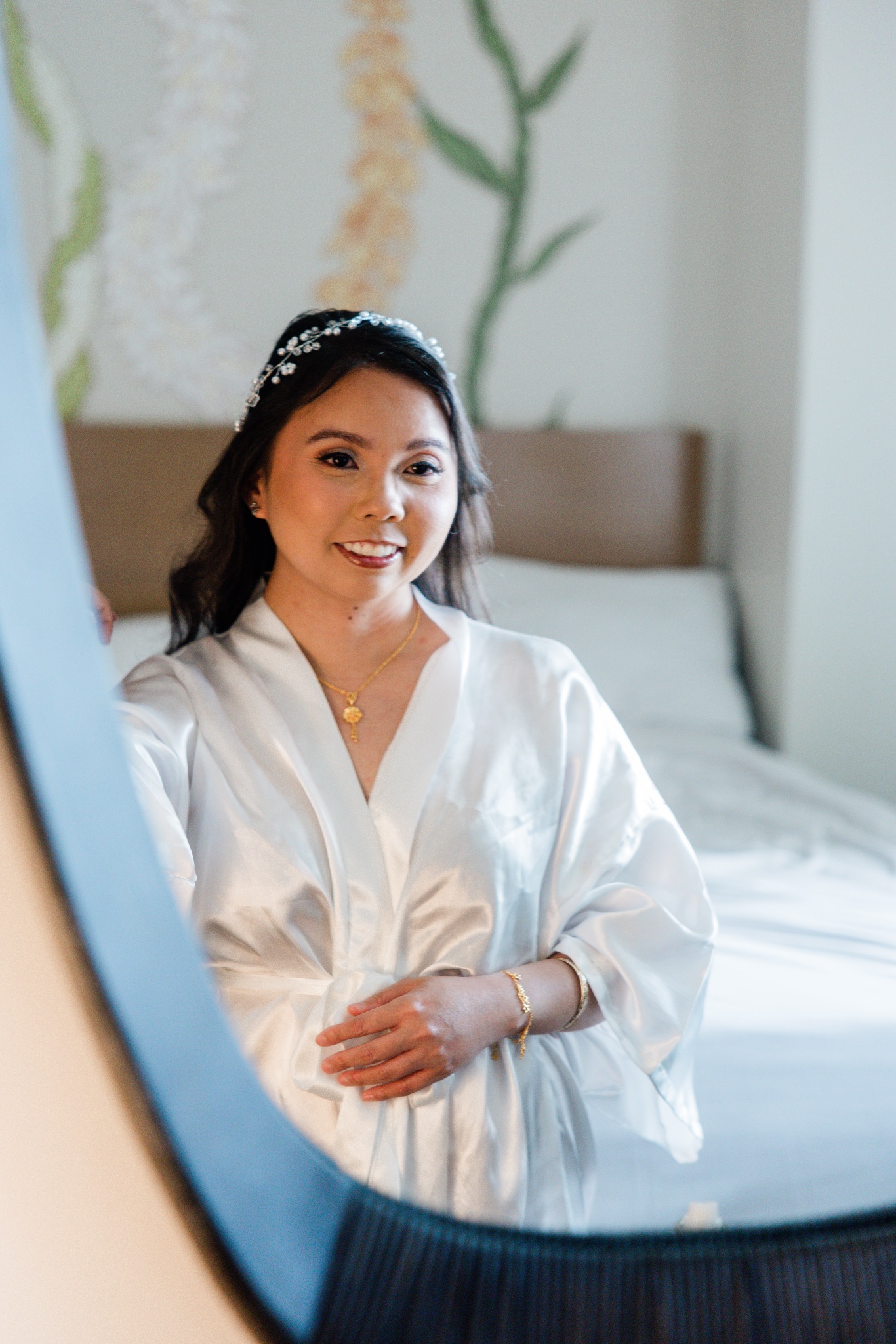 Bride getting ready before her Oahu wedding